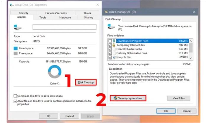 Sử dụng Disk Cleanup để dọn dẹp các tệp hệ thống