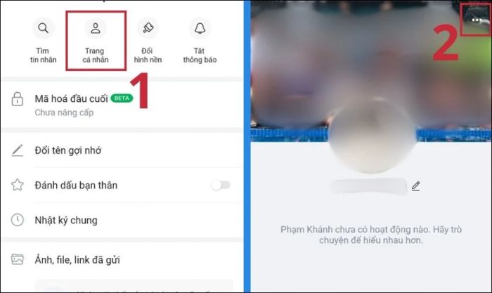 Bạn cần chọn mục Trang cá nhân và nhấn vào biểu tượng ba chấm