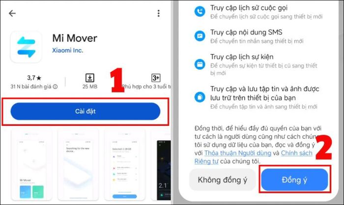 Di chuyển dữ liệu bằng ứng dụng Mi Mover
