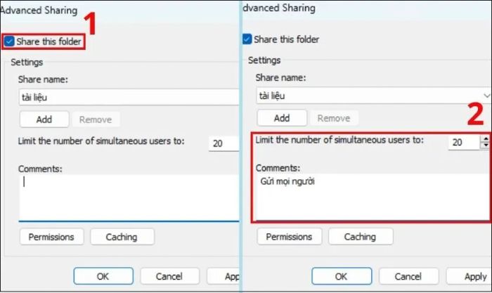 Hướng dẫn sử dụng Advanced Sharing để chia sẻ dữ liệu giữa hai máy tính kết nối mạng LAN
