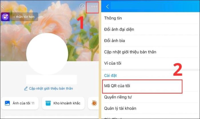 Nhấn vào biểu tượng ba chấm và chọn Mã QR của tôi