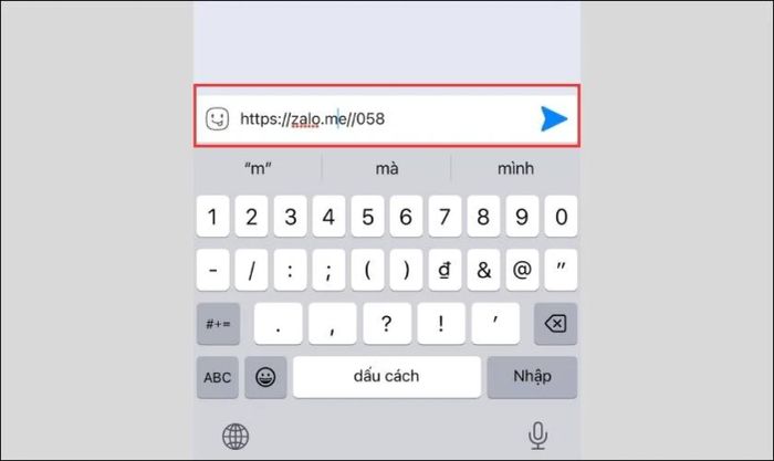 Nhập đúng cú pháp vào khung tin nhắn và nhấn nút Gửi