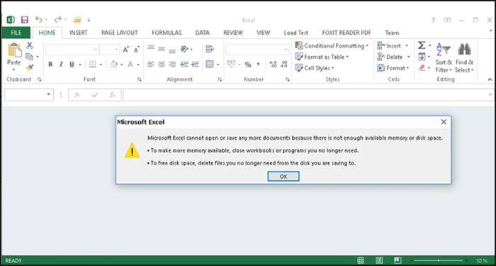 Không thể mở được Excel