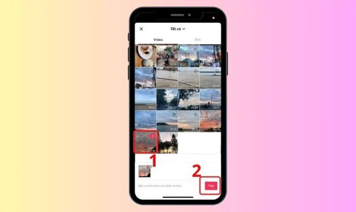Chọn video bạn muốn tải lên nền tảng TikTok