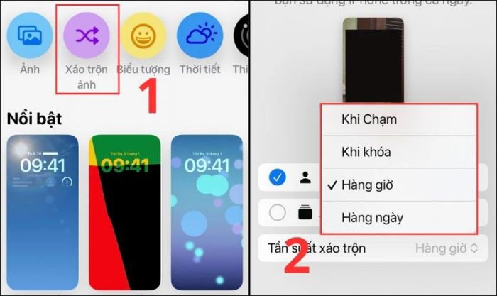 Chọn vào mục xáo trộn ảnh tiếp theo