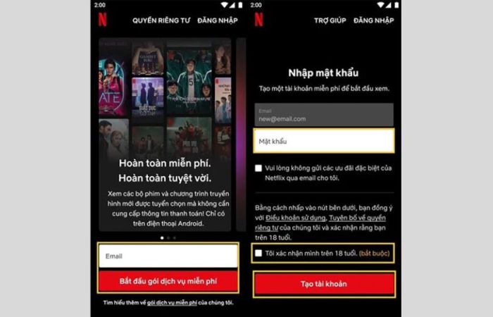 cách đăng ký tài khoản Netflix miễn phí