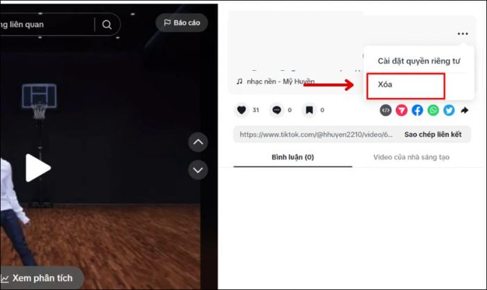 Nhấn vào biểu tượng ba chấm ở góc phải video
