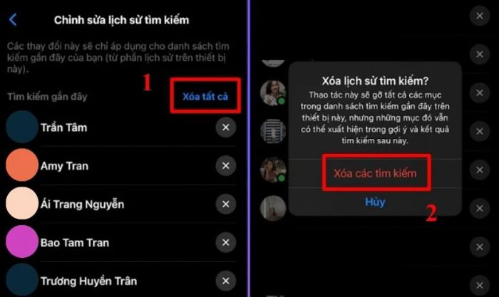 Chọn Xóa tất cả, sau đó chọn Xóa các tìm kiếm