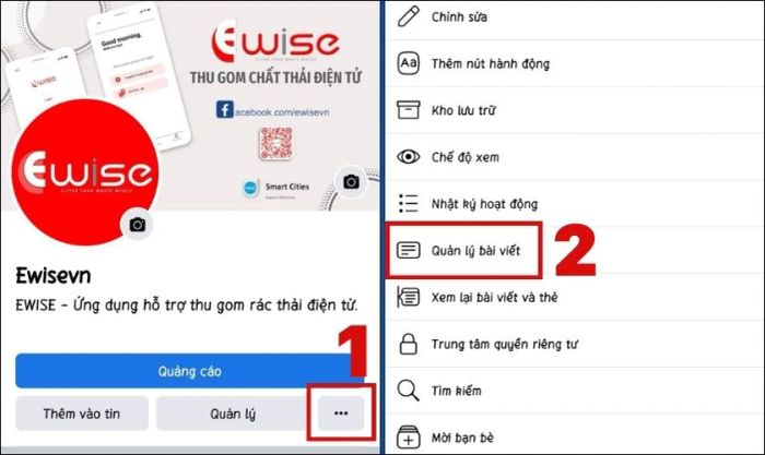 Nhấn vào nút ba chấm và chọn Quản lý bài đăng