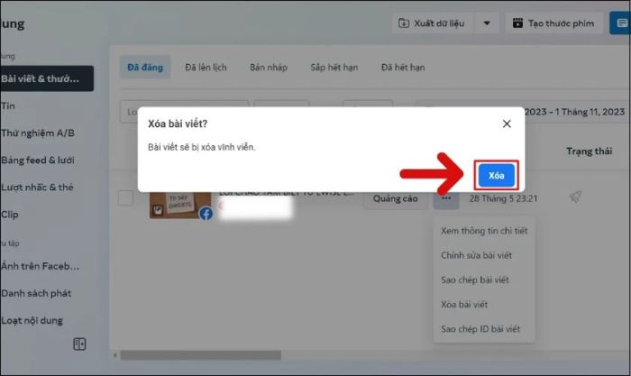 Nhấn vào Xóa lần nữa để xác nhận