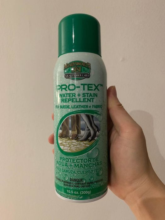 The can of water and stain repellent shoe spray