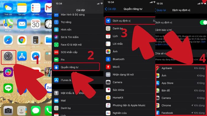 Cách thiết lập và bật định vị trên iPhone - Bước 1