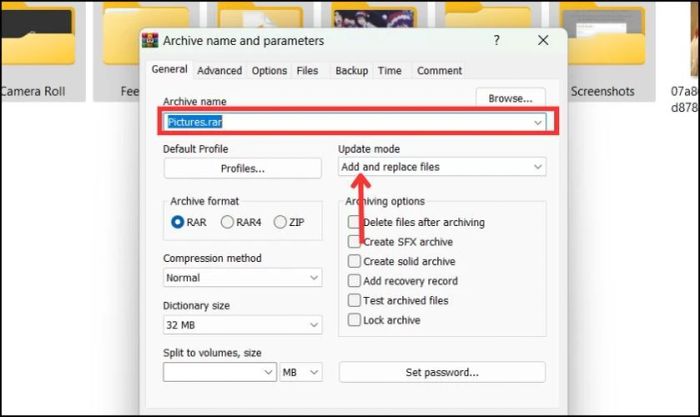 Thay đổi tên và chọn định dạng cho file bạn muốn giải nén