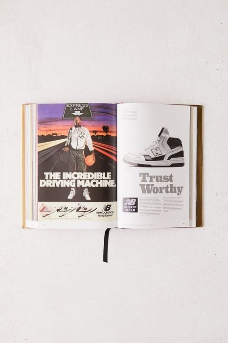 the inside of the book showcasing pages dedicated to New Balance