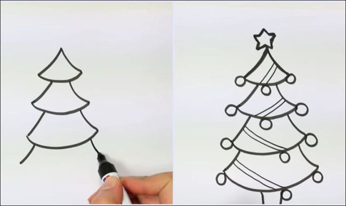 Hướng dẫn chi tiết cách vẽ cây thông Noel từ các hình khối đơn giản