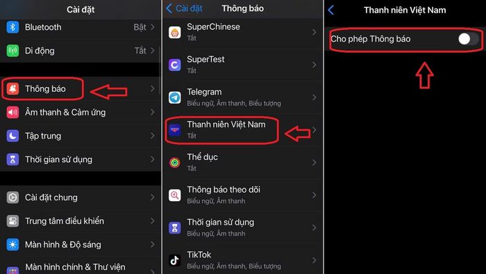 Ứng dụng Thanh Niên Việt Nam không hiển thị thông báo