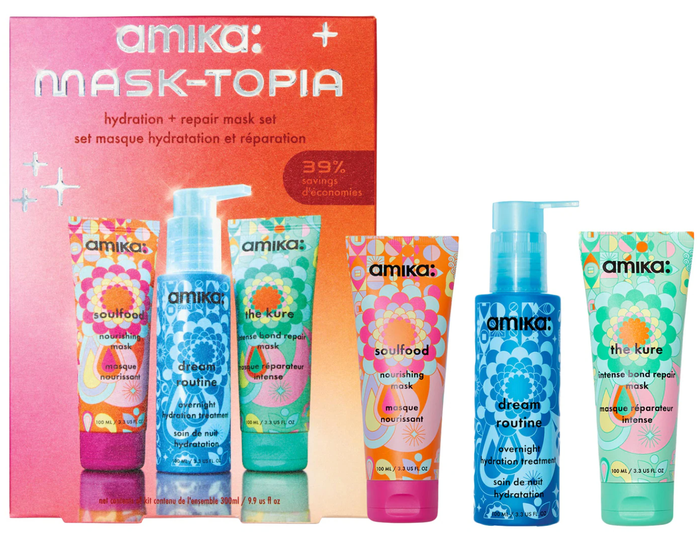 set of three Amika hair masks