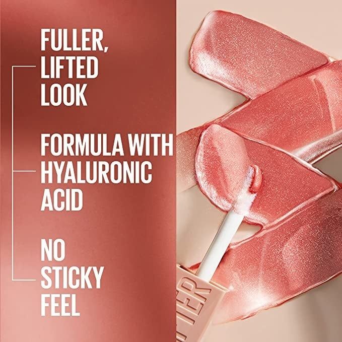 Lip gloss swatched on a smooth surface to display its color;