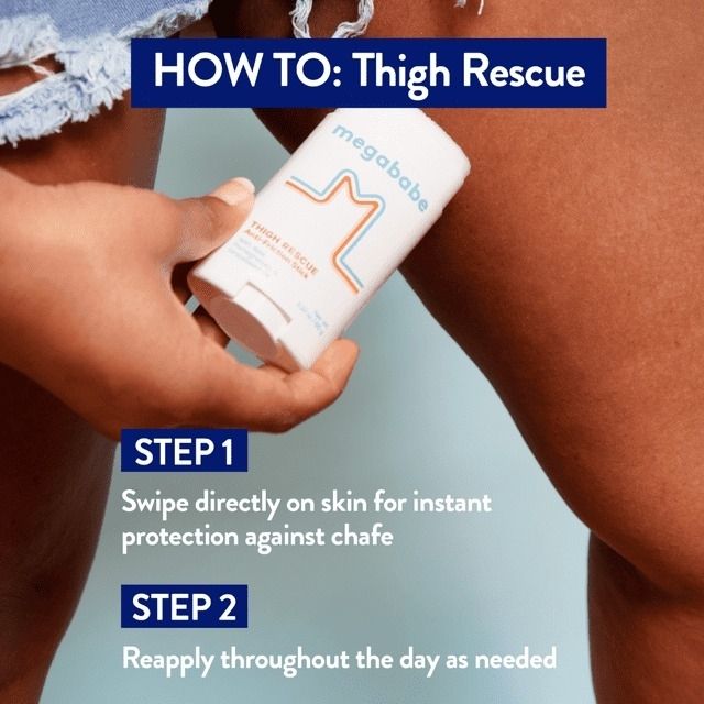 A person applying an anti-chafing product from a tube, with usage instructions clearly displayed.
