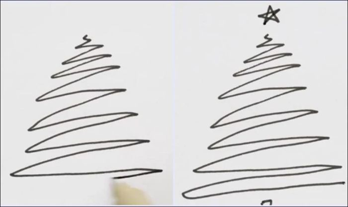 Hướng dẫn vẽ cây thông Noel đơn giản bằng các đường zíc zắc