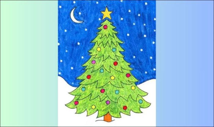 Hướng dẫn vẽ cây thông Noel với dáng cao thanh thoát