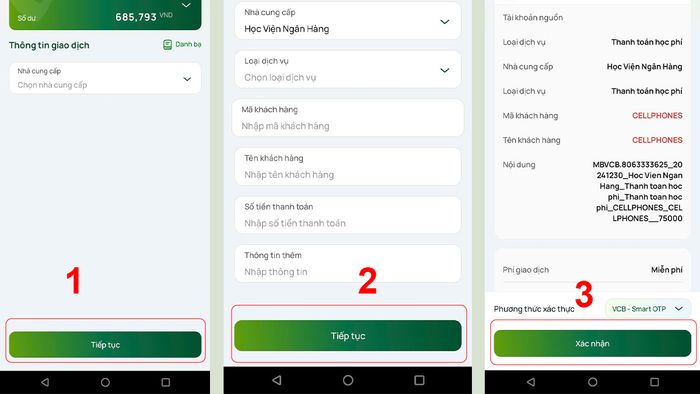 Hướng dẫn đóng học phí Học viện Ngân hàng bước 1 (Hình minh họa)