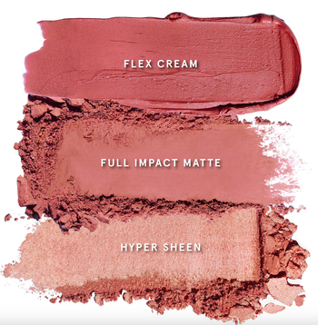 cream, matte, and shimmer blush textures