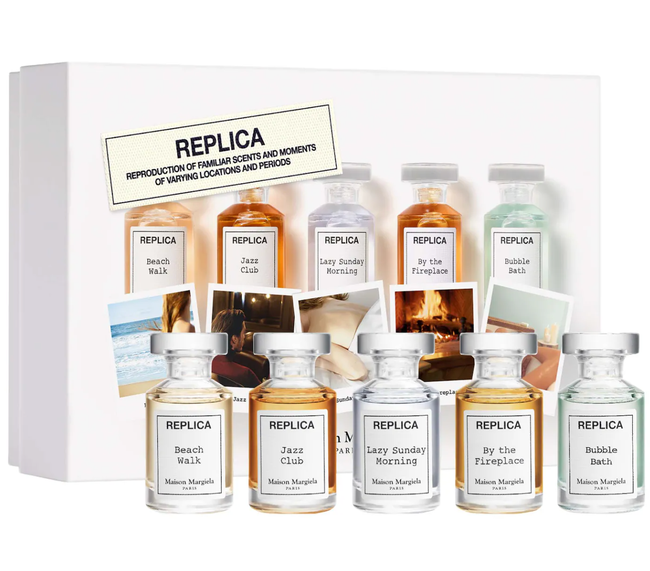 set of five miniature perfume bottles