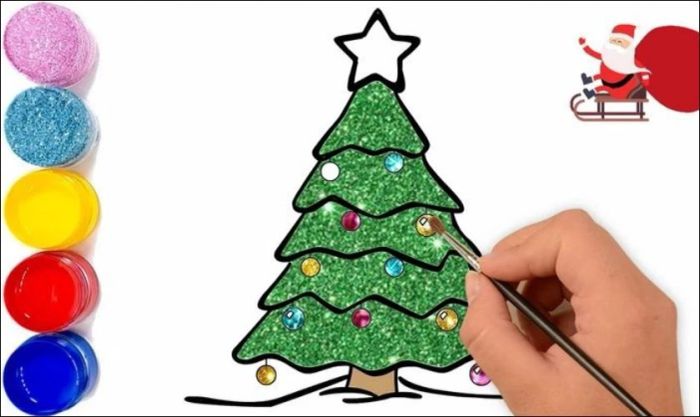 Cách vẽ cây thông Noel bằng màu nước đơn giản và đẹp mắt