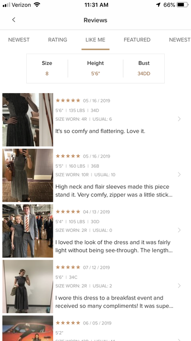 A screenshot of on-site customer reviews
