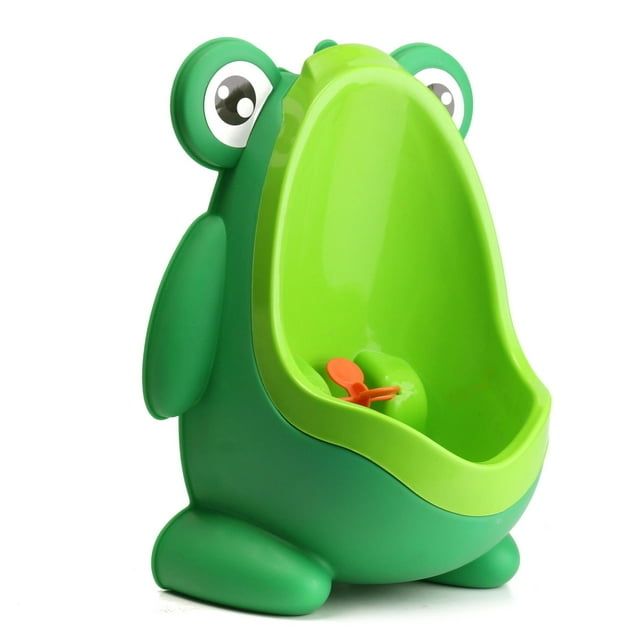 A green frog-shaped urinal