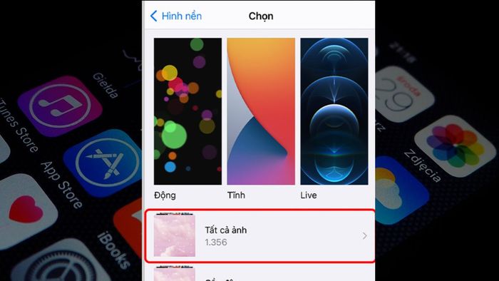 Hướng dẫn thay đổi hình nền iPhone trong mục Cài đặt bước 2