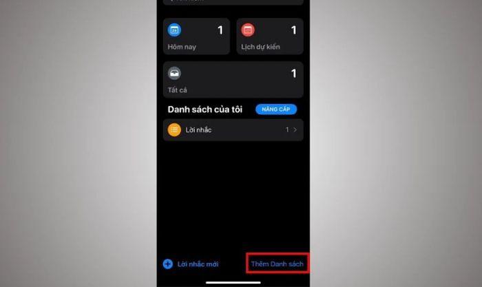 Nhấn chọn New list (Tạo danh sách mới)