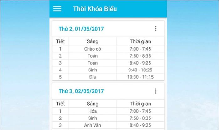 Ứng dụng tạo thời khóa biểu
