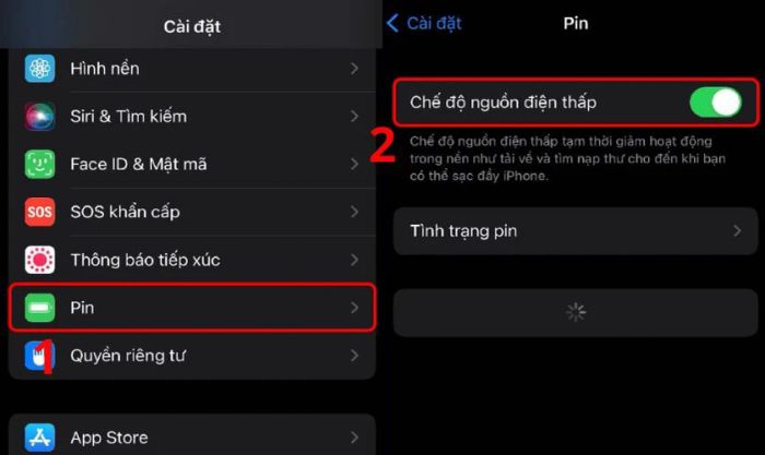 Kéo thanh gạt sang phải để kích hoạt Chế độ tiết kiệm pin