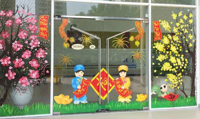 Trang trí không gian văn phòng đón Tết bằng những chiếc decal dán đẹp mắt, mang đến sắc xuân mới