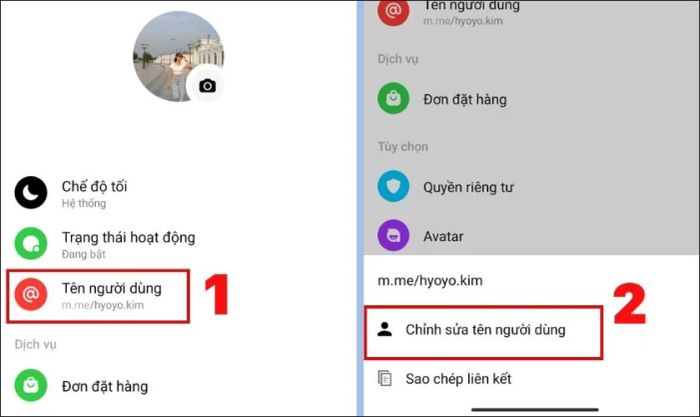 hai bước thực hiện quá trình thay đổi liên kết facebook trên các thiết bị android