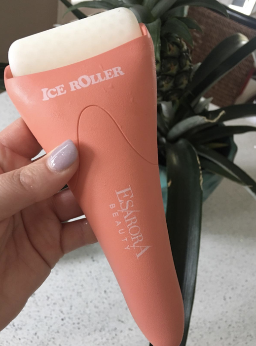 a pink ice roller