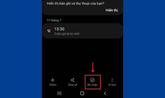 Hãy chọn Gỡ bỏ chặn