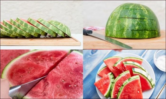 Cắt dưa hấu hình tam giác theo phong cách truyền thống