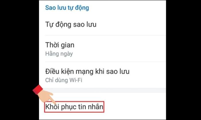 Nhấn vào Khôi phục tin nhắn để xác nhận thao tác