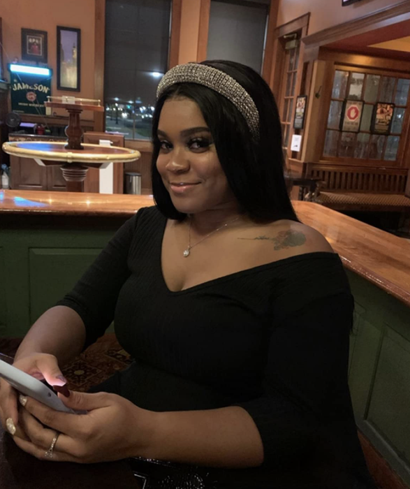 reviewer styling a diamond headband