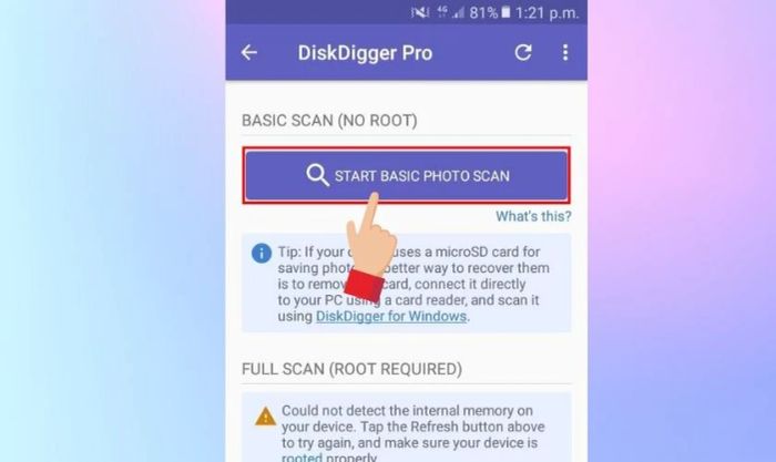 Sử dụng DiskDigger Photo Recovery để khôi phục ảnh đã xóa