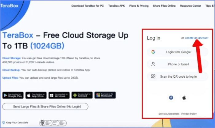 Hướng dẫn sử dụng Terabox: Đăng nhập vào hệ thống