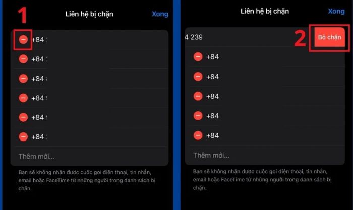 Nhấn chọn Bỏ chặn để hoàn tất quá trình