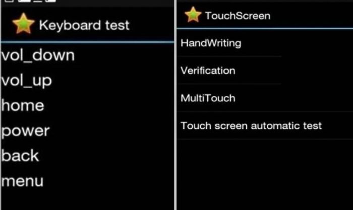 Chọn Touch Screen để đánh giá khả năng hoạt động của màn hình cảm ứng