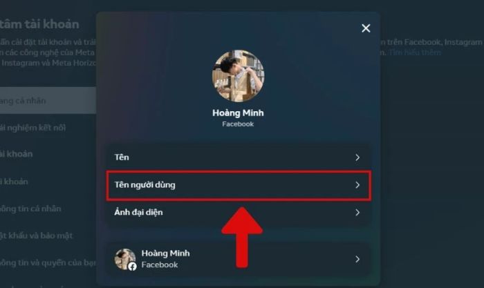cách thực hiện thay đổi liên kết facebook trên máy tính