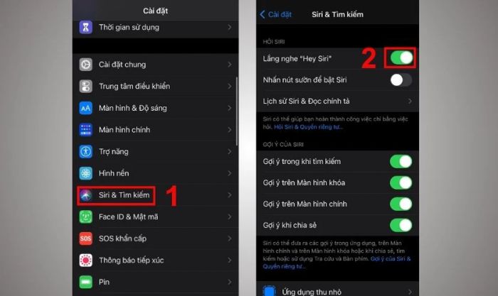 Kích hoạt tính năng Lắng nghe Hey Siri