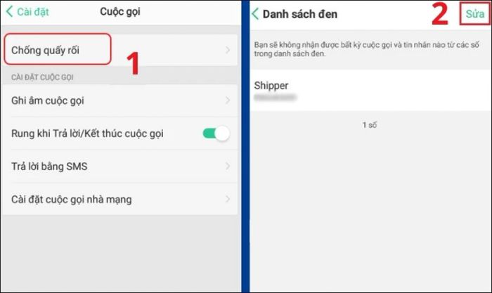 Chỉnh sửa danh sách chặn