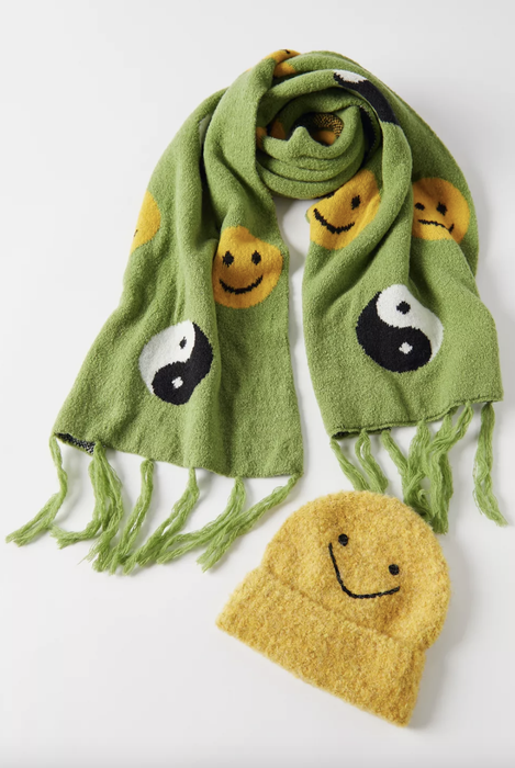 Emy Icon Scene scarf paired with a matching beanie